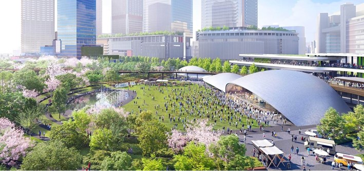 2024年9月に先行まちびらきを予定しており、現在JR大阪駅で大規模工事が進行中の「グラングリーン大阪」