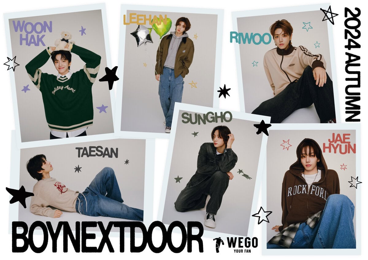 WEGO（ウィゴー）の2024AUTUMN&WINTERのビジュアルモデルに6人組ボーイグループ「BOYNEXTDOOR」が就任した。それを記念してオリジナルアイテムの発売も決定。