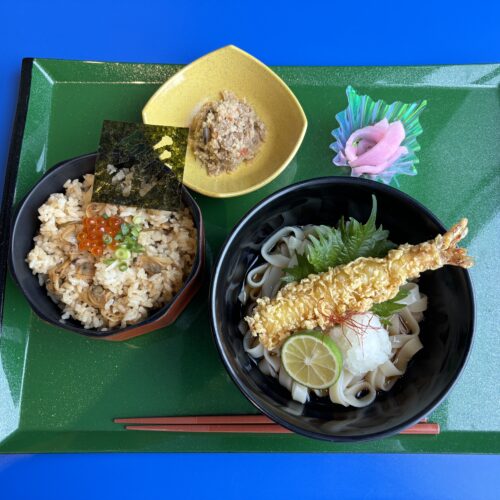 冷ころえび天きしめんとあさりご飯膳