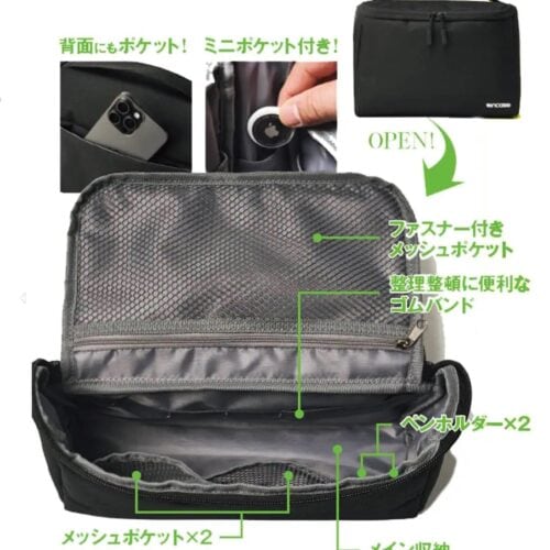 ケースの内部は仕分けポケットなど充実している