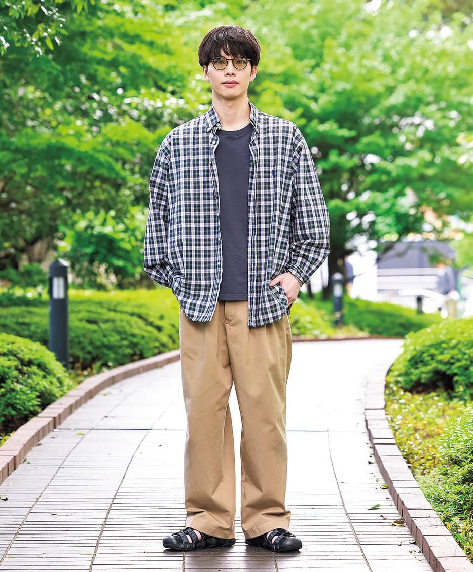 KEEN GARAGE SHINJUKUスタッフ・吉田 雄大さんのサンダル＆サングラスコーディネイト