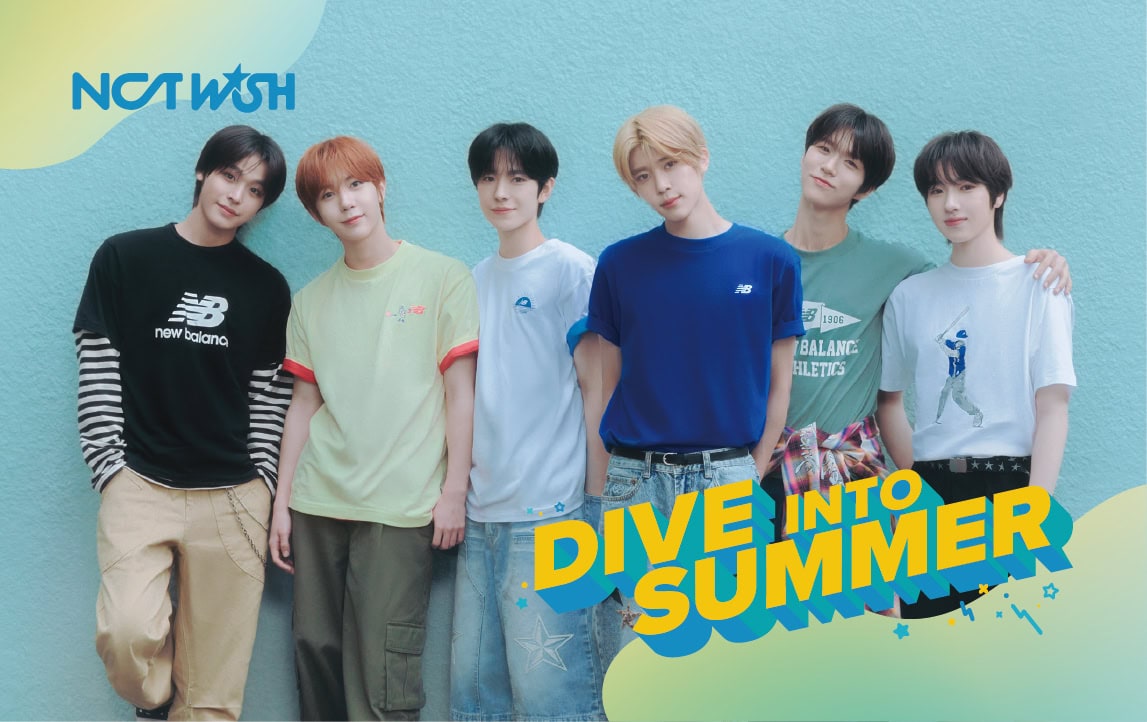 NCT WISH×New Balance 「SUMMER Tee」の期間限定POP UPを開催。各店舗でスペシャルラッピングされた特設コーナーが設置される。対象商品をお買い上げの方には先着でオリジナルステッカーがプレゼント。