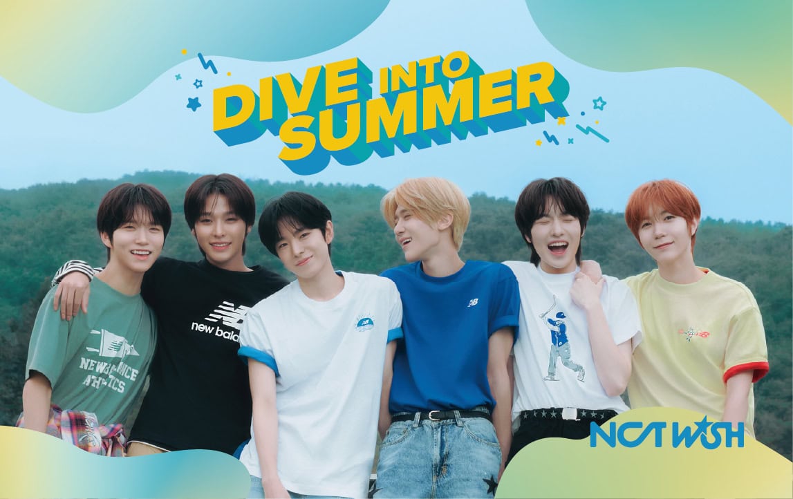 今、注目の韓国のボーイズグループ NCT WISH。New Balance（ニューバランス）のサマーアパレル SUMMER Teeのアンバサダーを務める6人が夏にぴったりなTシャツを爽やかに着こなす。