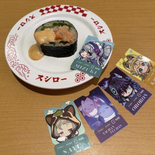 スシロー　観月の宴 原神コラボ限定ピック付きサーモン中巻
