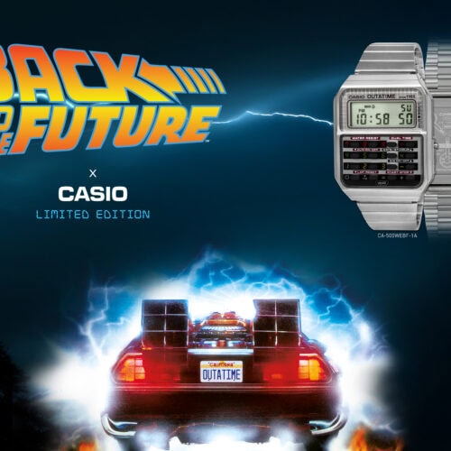 カシオ計算機が、ユニバーサル・ピクチャーズ／アンブリン・エンターテインメントの映画「Back to the Future（バック・トゥ・ザ・フューチャー）」の公開40周年を記念し、同作にインスパイアされたデジタルウオッチ『CA-500WEBF』を10月21日に発売する。