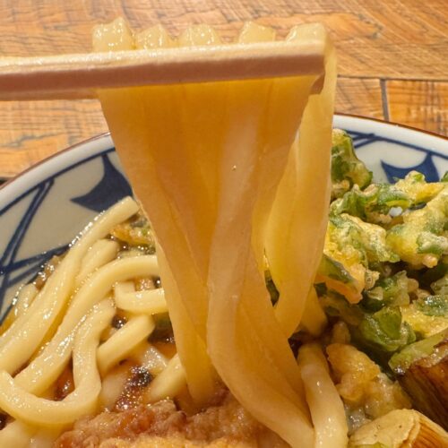 甘くて濃いめの醤油ベースのだしがうどんによく絡む!