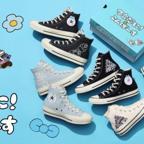 CONVERSE（コンバース）×可哀想に！のコラボレーションスニーカー第2弾がリリース。「おぱんちゅうさぎ」がオールスターに飛び込んだ愛くるしい一足となっている。