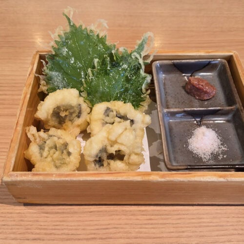 杉玉　国産天然鱧と大葉の天ぷら梅わさび