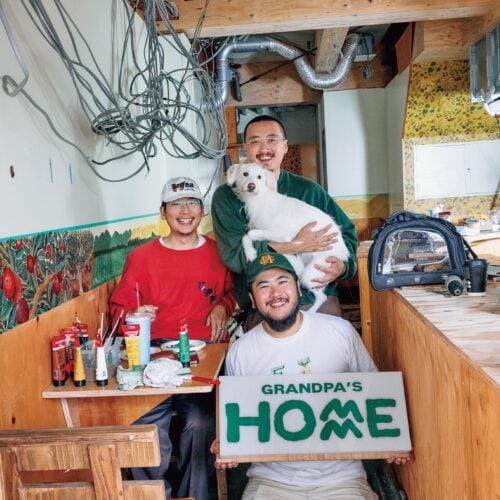 日本橋・小伝馬町の人気スイーツショップGRANDPAを手掛けるシェフの三上さん&ベイカーの田渕さんと、ペインターの茂田雅弘さん