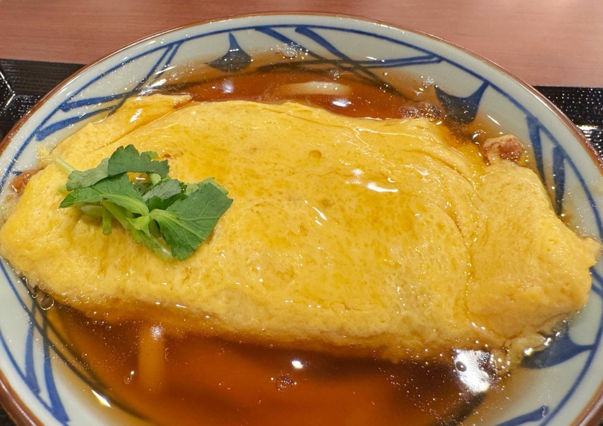 うどんの真ん中にドドンと鎮座する特大のだし巻き玉子
