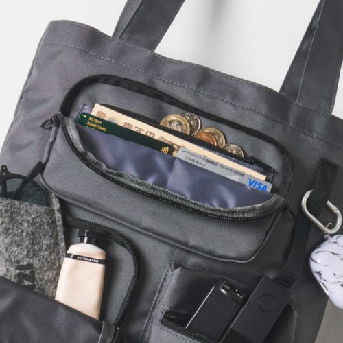 上部の外ポケットが財布として使える