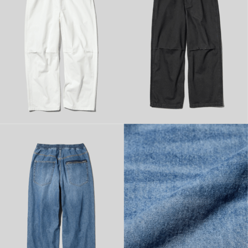 GU×UNDERCOVER デニムイージーパンツカラバリ、生地寄り