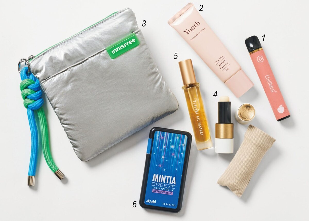 モデル・ふかわ。さんのポーチと中身