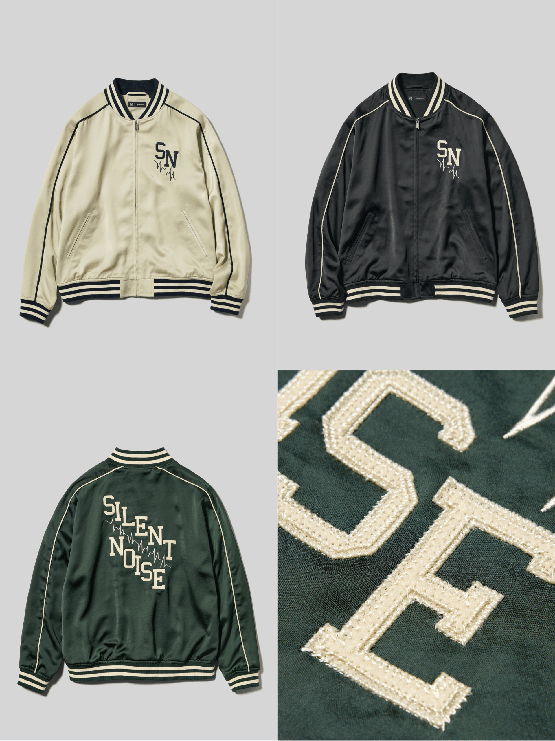 GU×UNDERCOVER サテンリブブルゾン カラバリ 刺繍より