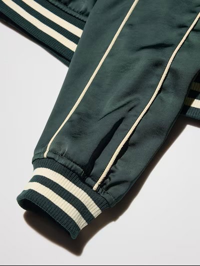 GU×UNDERCOVER サテンリブブルゾン パイピング