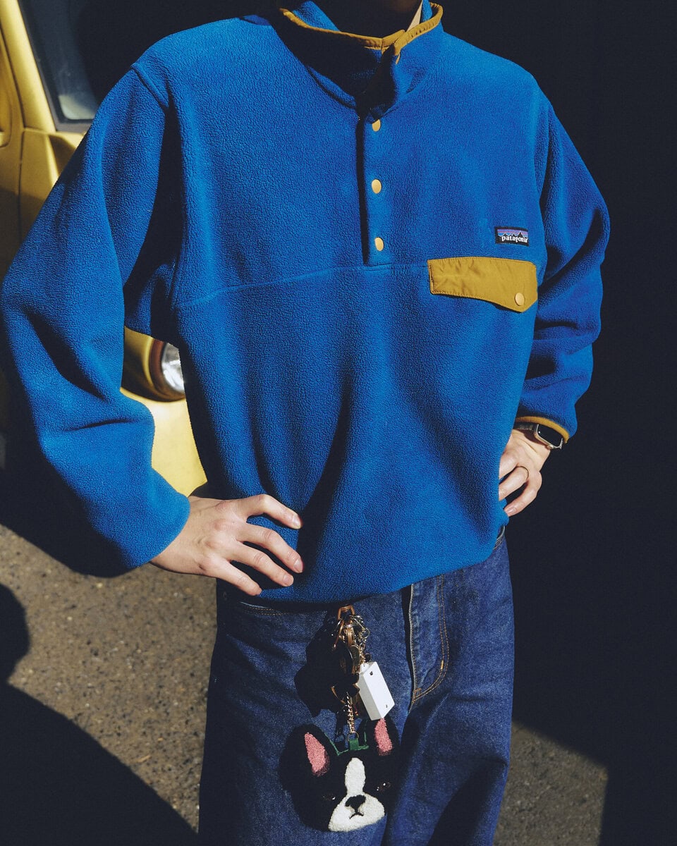 【スナップ】休日散歩スタイルはフリース＆デニムと青系統でまとめて