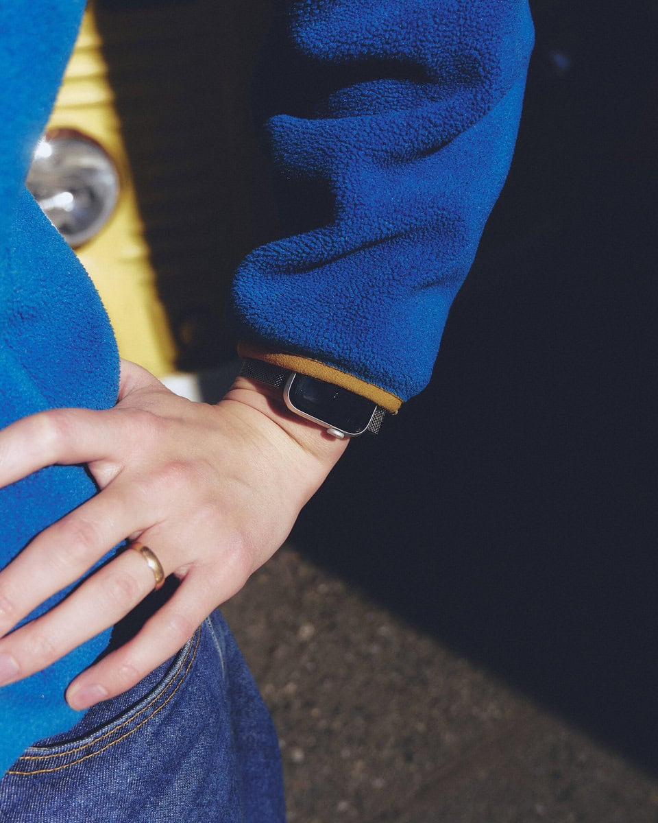 【スナップ】休日散歩スタイルはフリース＆デニムと青系統でまとめて