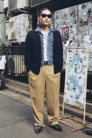 【スナップ】Leeの短丈Gジャンをインナー使いしているのが肝