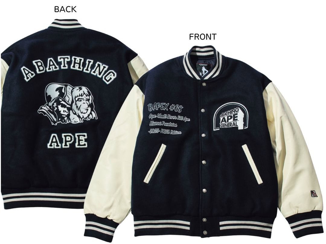 倉石一樹氏とA BATHING APE®の新コレクション／MULTI LOGO VARSITY DOWN JACKET