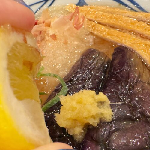 トッピングの大根おろしやレモンも絞って混ぜ合わせれば、夏の暑さを吹き飛ばすはどさらに清涼感のある仕上がりに！