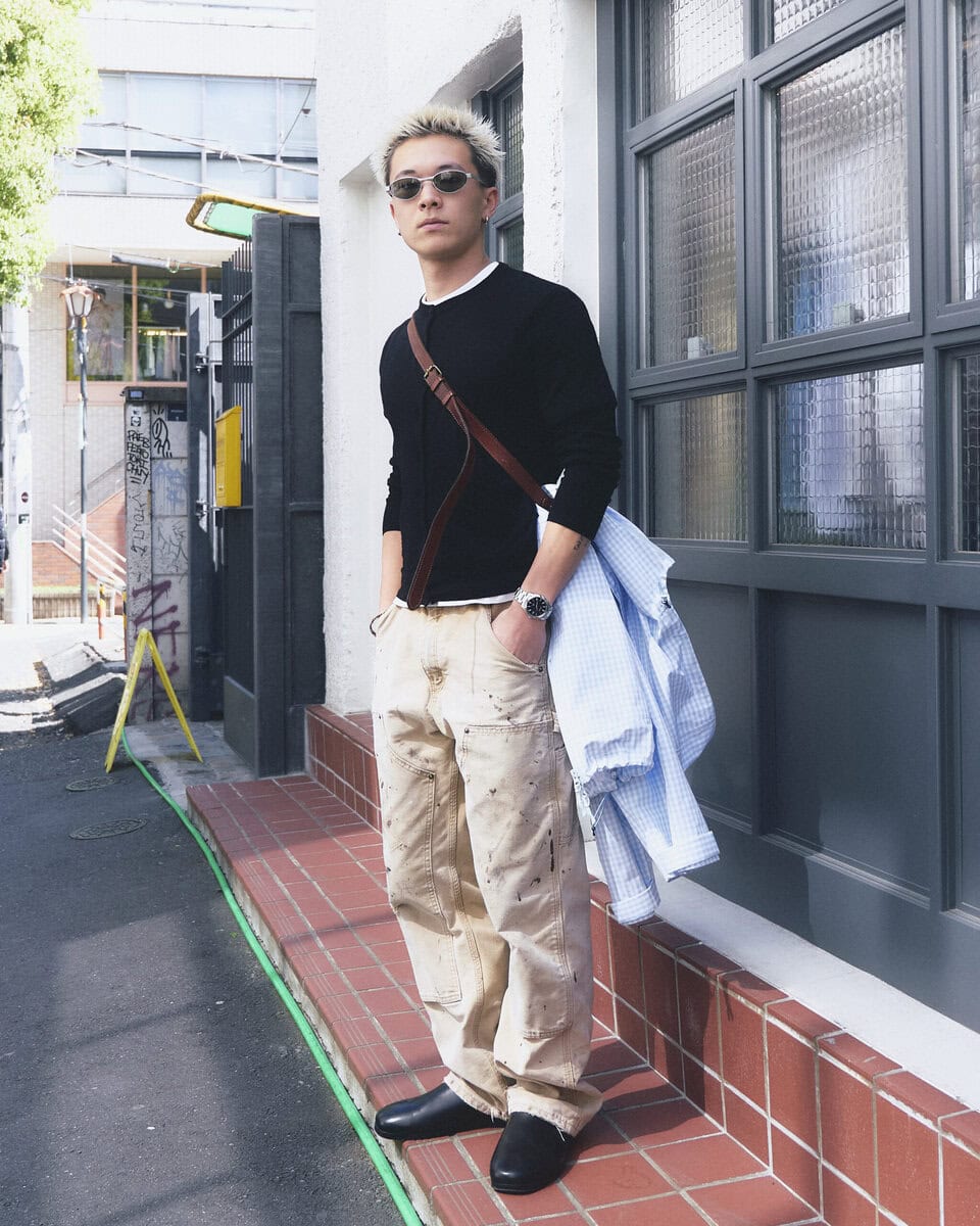 【20代スナップ@原宿】存在感抜群のヴィンテージワークパンツを主役に据えた大人の洗練コーデ