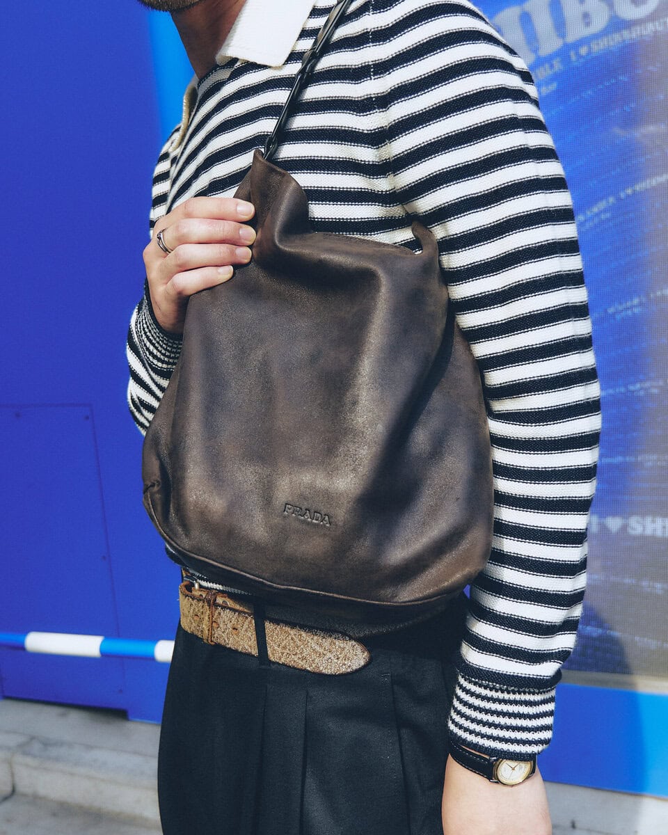 【20代スナップ@渋谷】A.P.C.のボーダートップスでフレンチ感を出しつつ、ウールのスラックスでスタイリッシュに