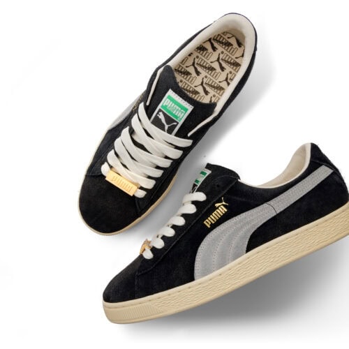 PUMAの定番「SUEDE」に、A$AP Rockyの感性が加わった注目のコラボレーションモデル。ストリートのムードを足元から取り入れたい人にぴったりの一足となっている。