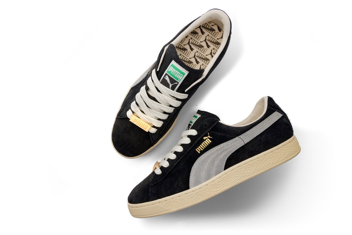 PUMAの定番「SUEDE」に、A$AP Rockyの感性が加わった注目のコラボレーションモデル。ストリートのムードを足元から取り入れたい人にぴったりの一足となっている。