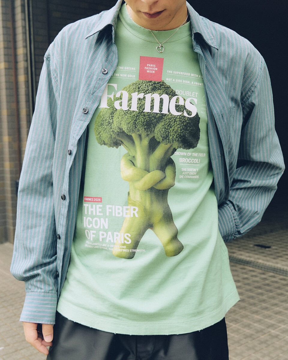 【20代スナップ＠名古屋】ダブレットの「FARMES MAGAZINE COVER」シリーズのTシャツが断然主役！