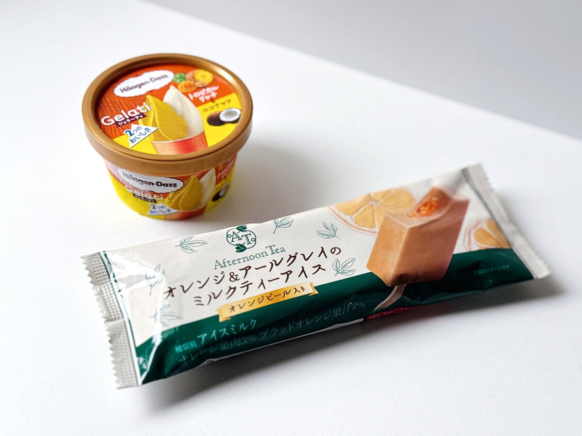 ハーゲンダッツ ミニカップ Gelati トロピカルリッチ＆ココナッツ ファミリーマート／赤城乳業 Afternoon Tea監修 オレンジ＆アールグレイのミルクティーアイス