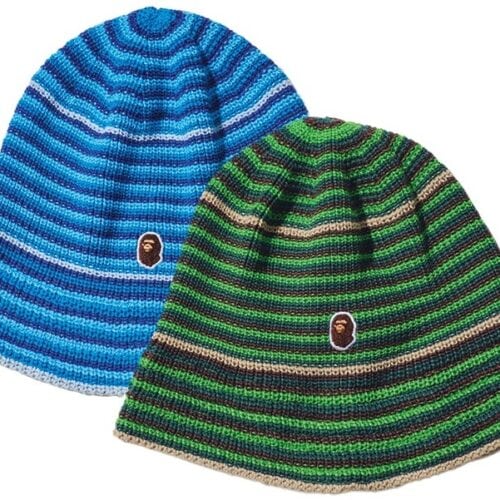 APE HEAD ONE POINT STRIPE KNIT HAT