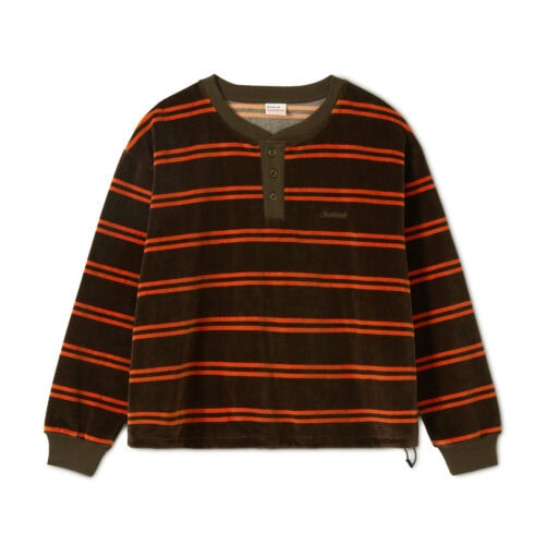 WOMEN’S CLASSIC VELOR BORDER HENLEY NECK LONG SLEEVE ¥8,910