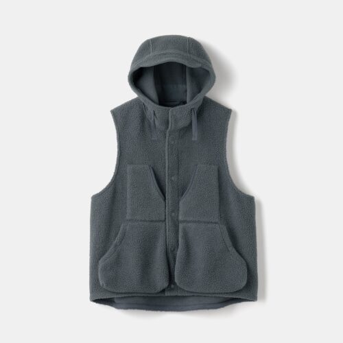 フリースフーデッドオーバーサイズベスト グレー
