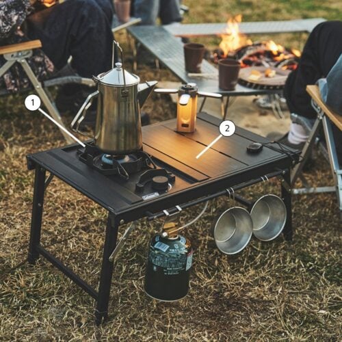 コールマンのデュアルガスバーナーストーブとフラットテーブル/60