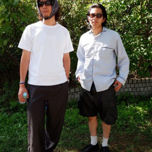 【りんご音楽祭2023お洒落ファッションスナップ】9tree（ナインツリー）のMC K'z Tyler Backくん（左）とDJ Mahaeくん