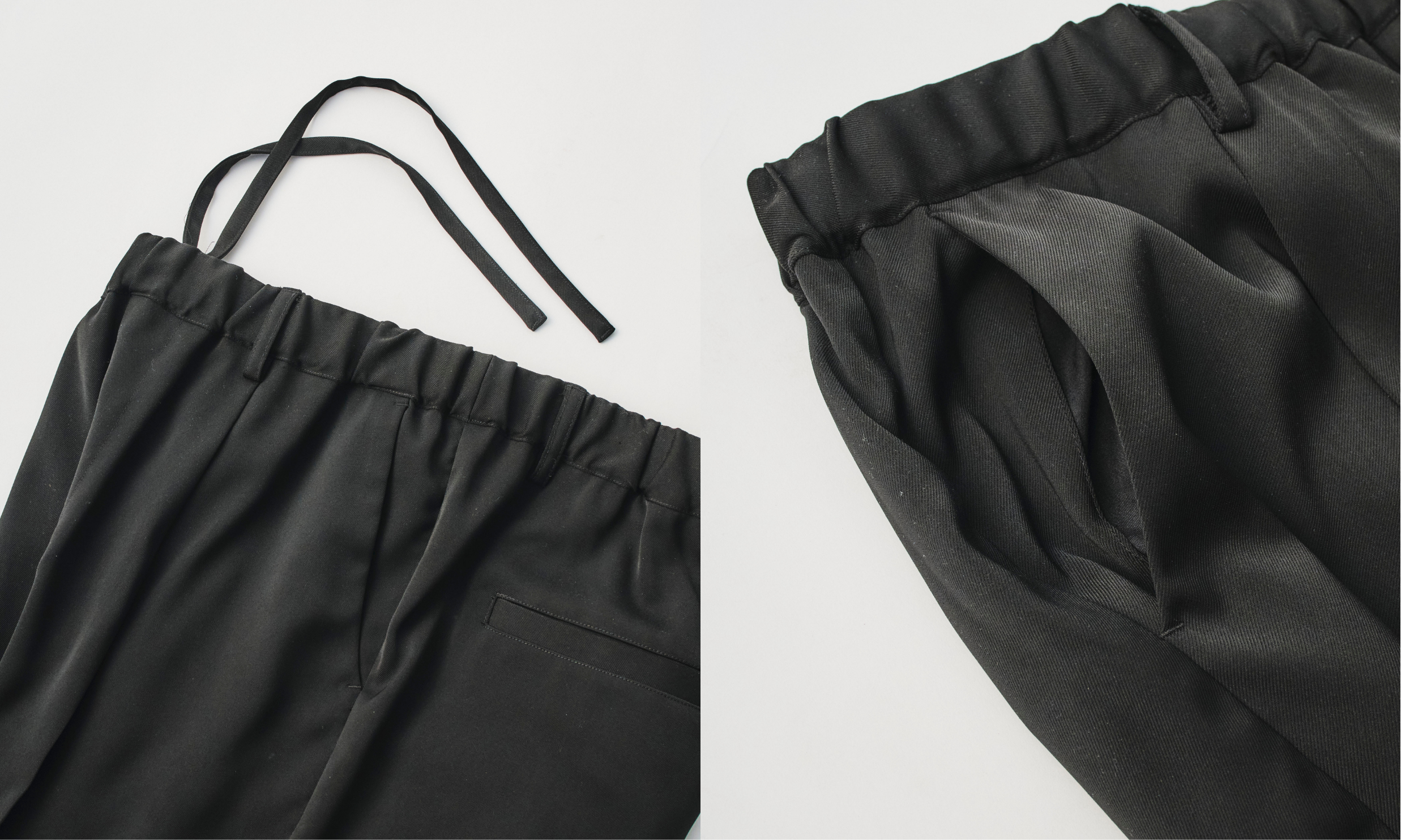 DAWNCE タックワイドイージースラックス サイドポケットとウエスト内側の紐