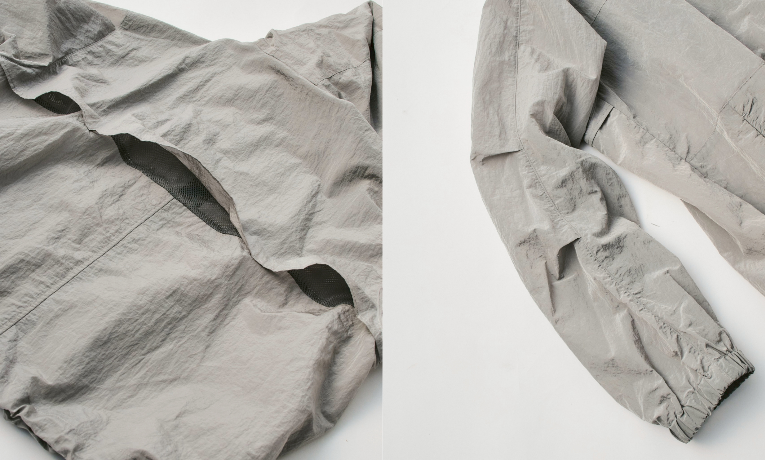 DAWNCE シアーテックブルゾンの背中ベンチレーションと肘のタック