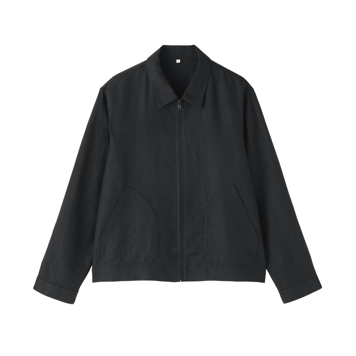 ムジラボ リネンリヨセル ジップアップワークシャツ 黒