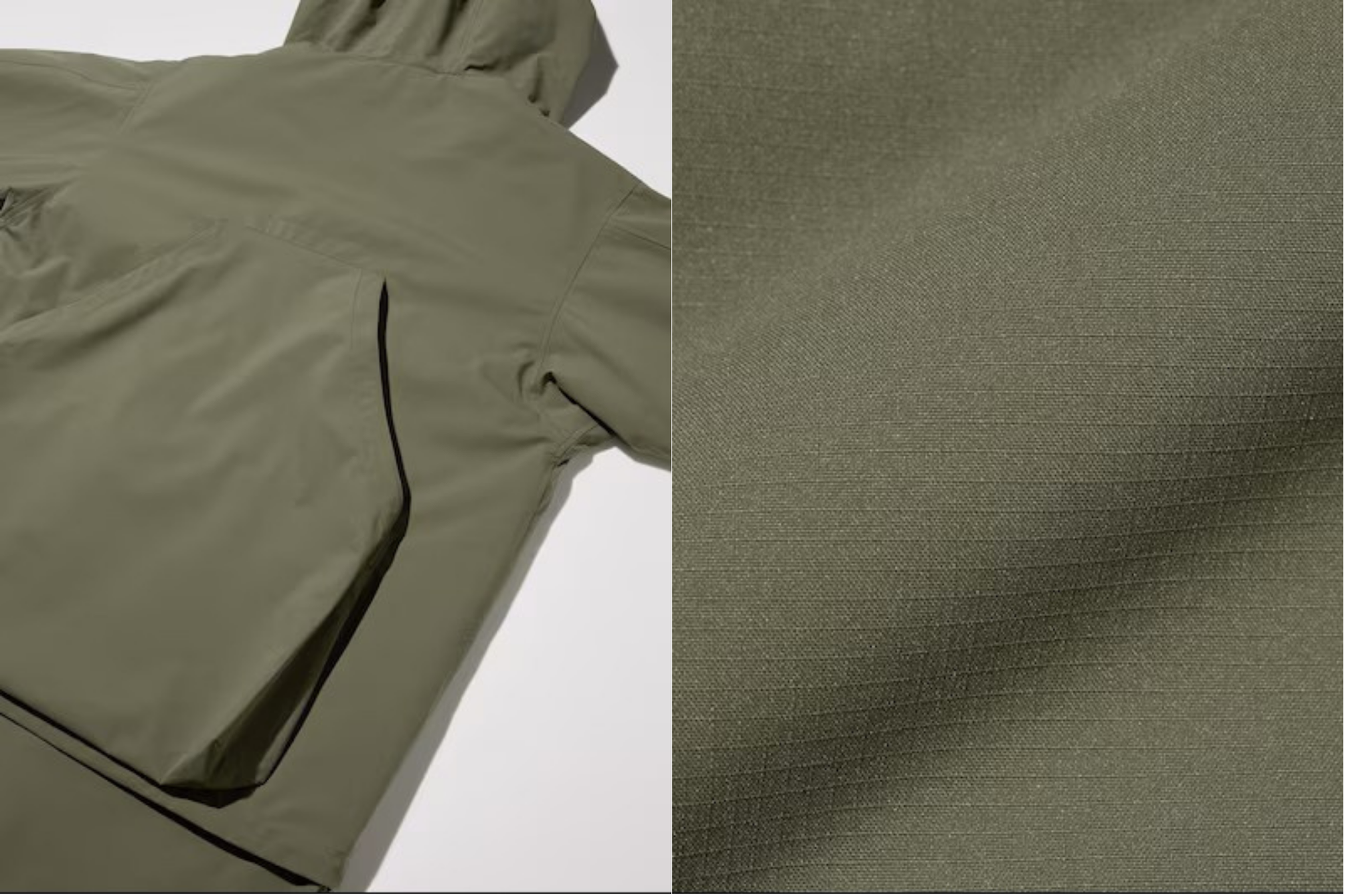 パテッドシェルパーカ 背面ポケットと素材寄り