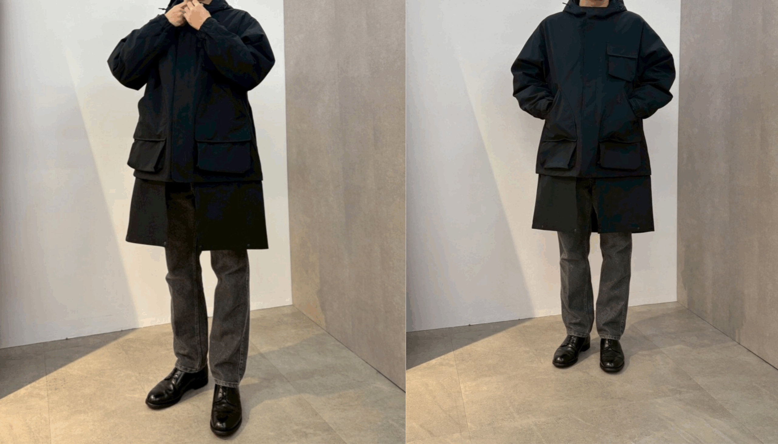 パテッドシェルパーカ着用写真