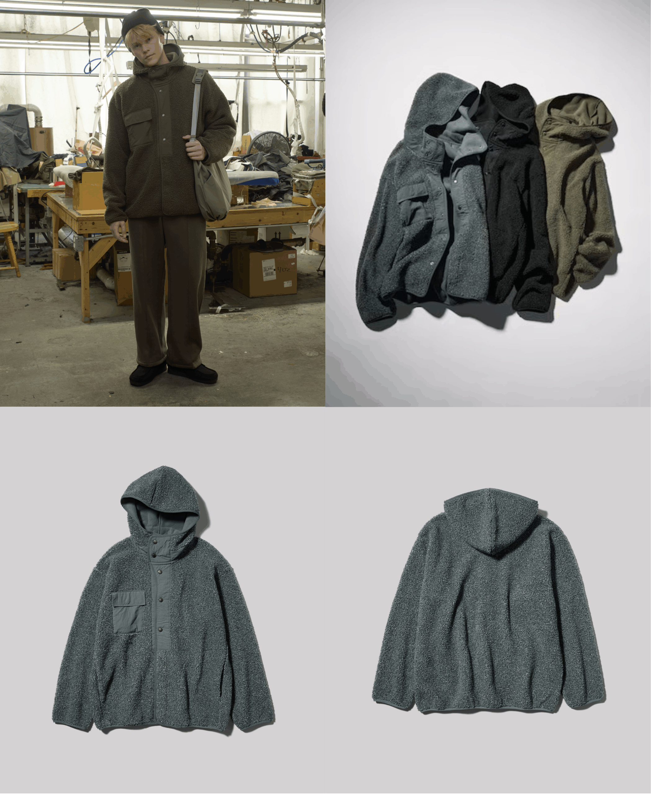 ボアフリーススナップパーカ