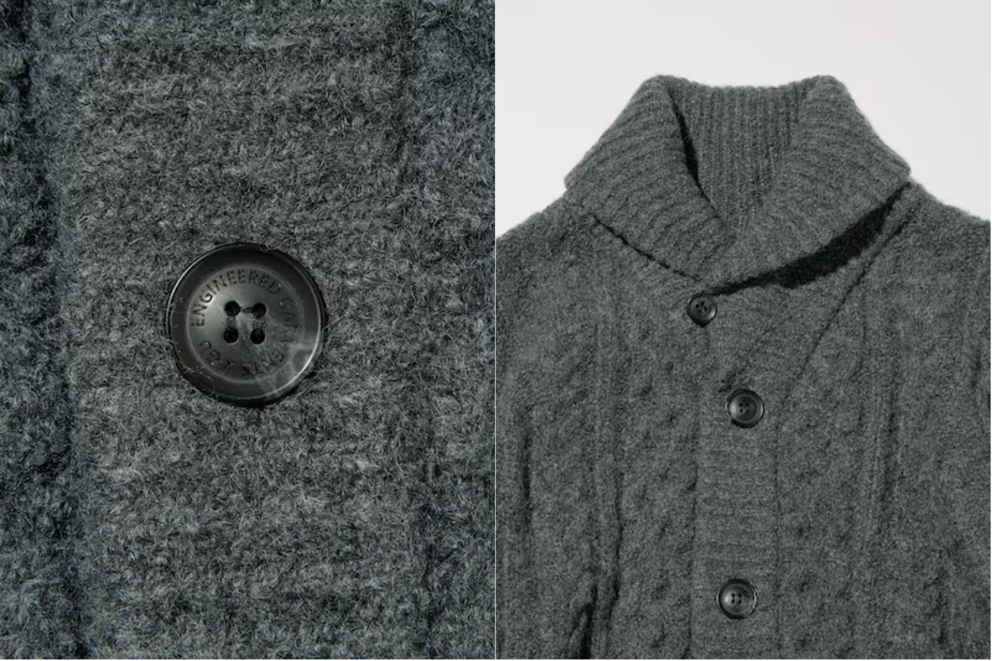 ケーブルショールカラーカーディガン ディテール写真