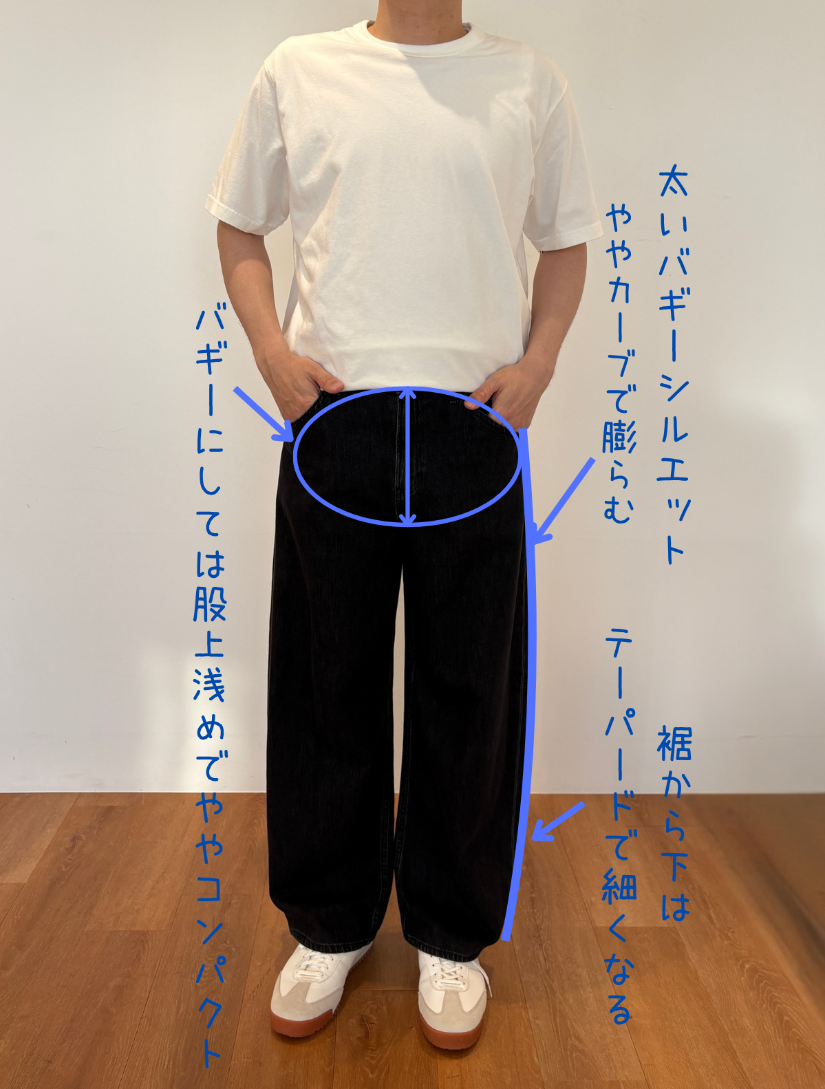 バギーカーブジーンズの着用解説画像
